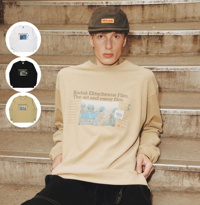 百貨款【WE ARE】韓國KODAK柯達膠印長袖微縮口棉T上衣K5323LRL84