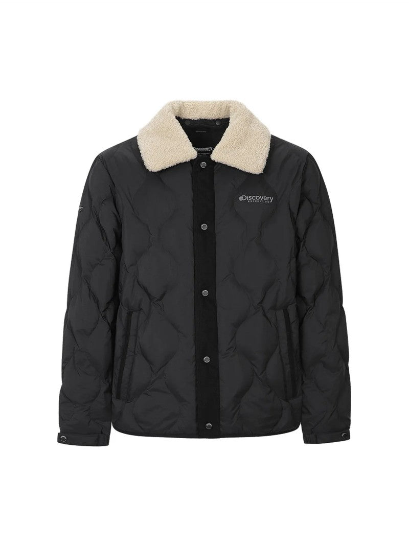 男款【WE ARE】韓國Discovery 羊羔毛翻領鴨絨羽絨夾克 DMDJ81056