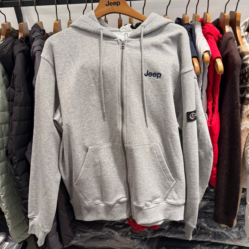 中性版【WE ARE】韓國JEEP臂章logo雙拉鏈連帽外套 JR5TZU051