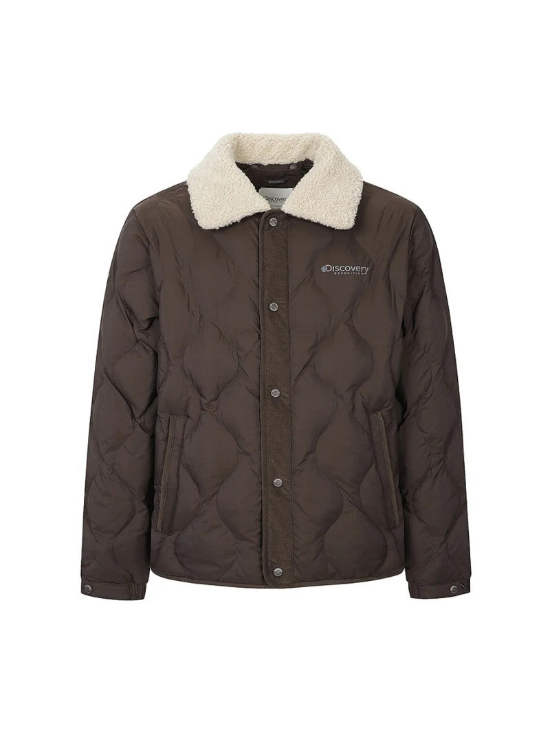 男款【WE ARE】韓國Discovery 羊羔毛翻領鴨絨羽絨夾克 DMDJ81056