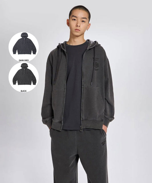 男款【WE ARE】韓國reebok 刺繡雙拉鏈連帽外套 REJU5FZ41