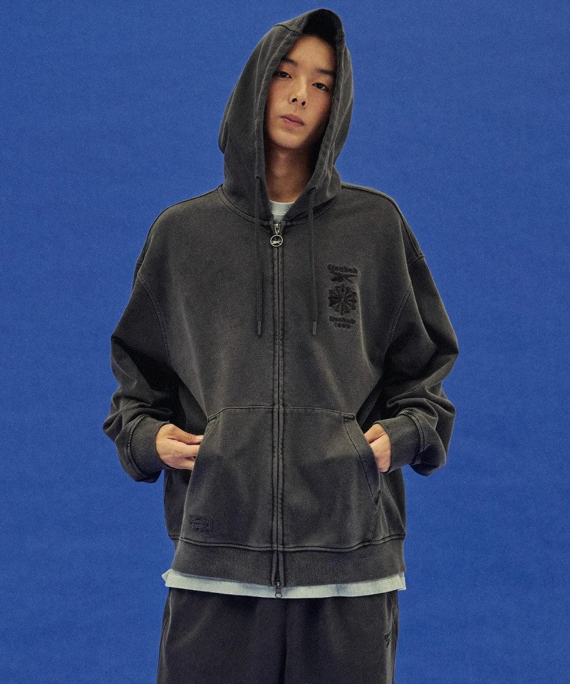 男款【WE ARE】韓國reebok 刺繡雙拉鏈連帽外套 REJU5FZ41