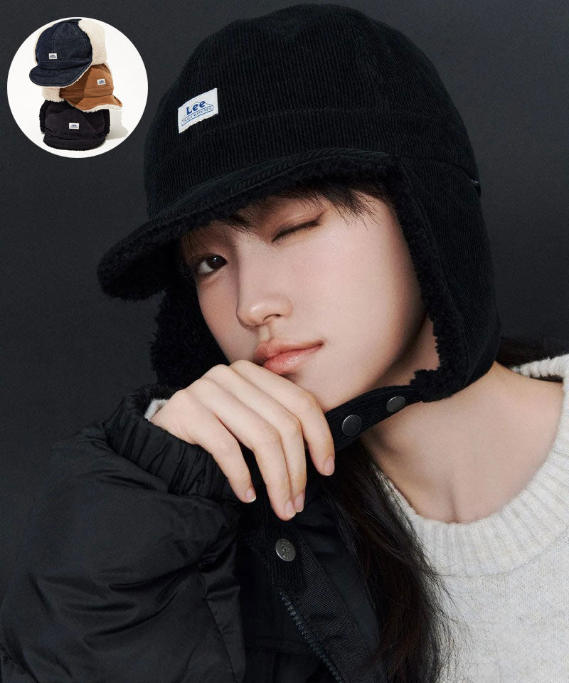 【WE ARE】韓國LEE 燈芯絨羊羔毛護耳帽 LE2504CA31