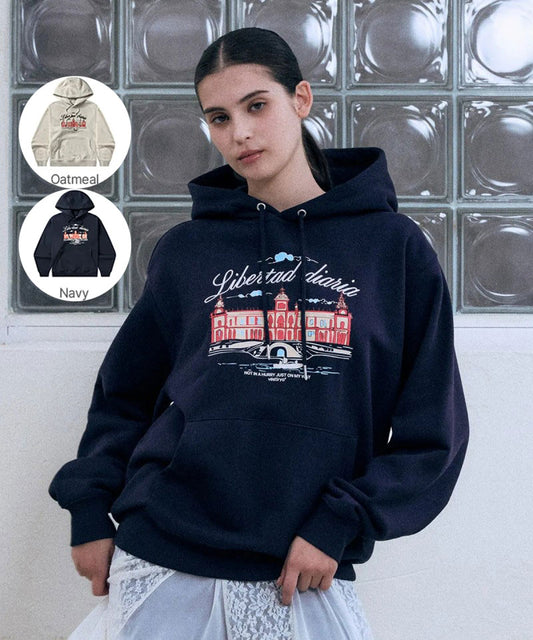 【WE ARE】韓國VESTIRYA刺繡連帽大學T衛衣VE2503HD001