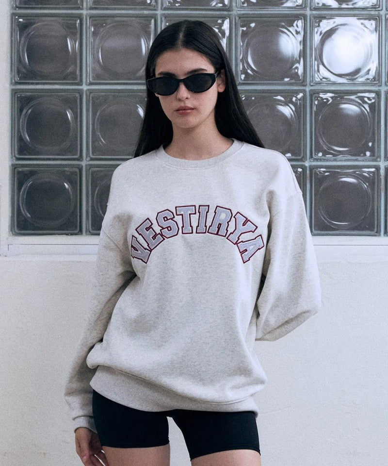 【WE ARE】韓國VESTIRYA刺繡圓領大學T衛衣VE2503CR001