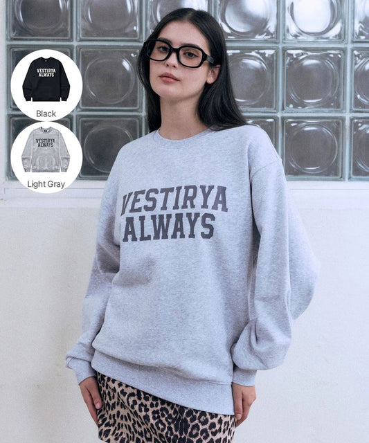 【WE ARE】韓國VESTIRYA刺繡圓領大學T衛衣VE2503CR002