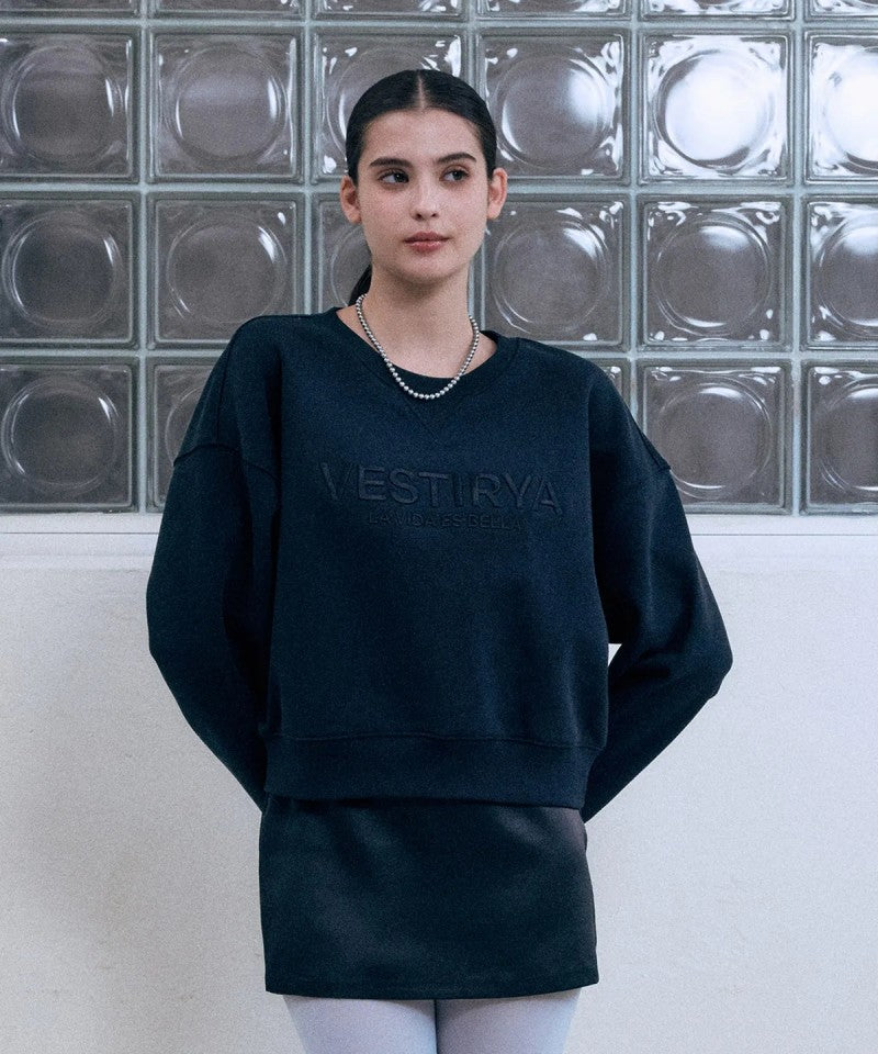 女款【WE ARE】韓國VESTIRYA刺繡圓領大學T衛衣VE2503CR500