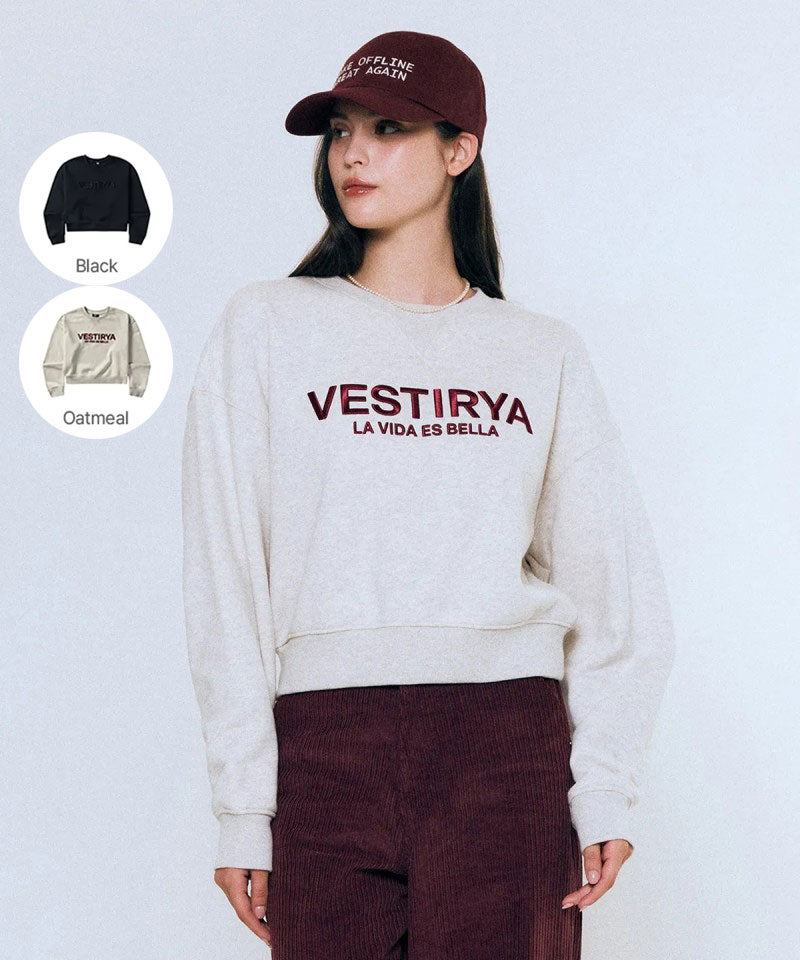 女款【WE ARE】韓國VESTIRYA刺繡圓領大學T衛衣VE2503CR500