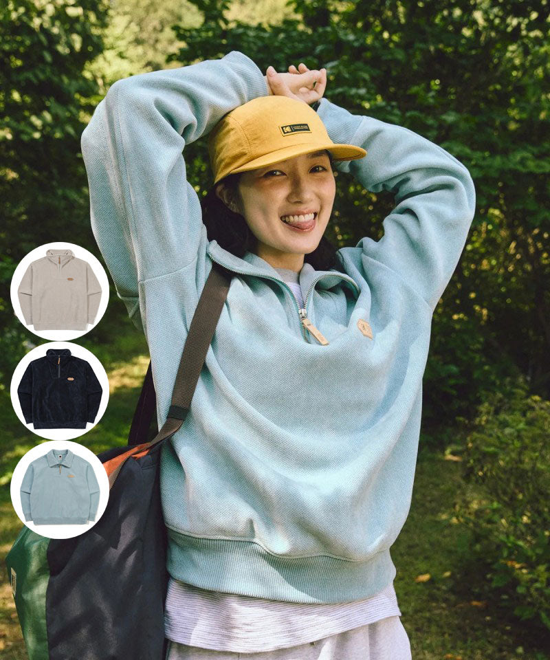 百貨款【WE ARE】韓國KODAK絨面皮革logo半拉鏈上衣K5423LFSF1