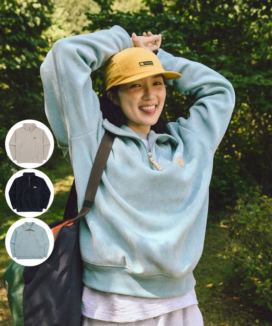 百貨款【WE ARE】韓國KODAK絨面皮革logo半拉鏈上衣K5423LFSF1