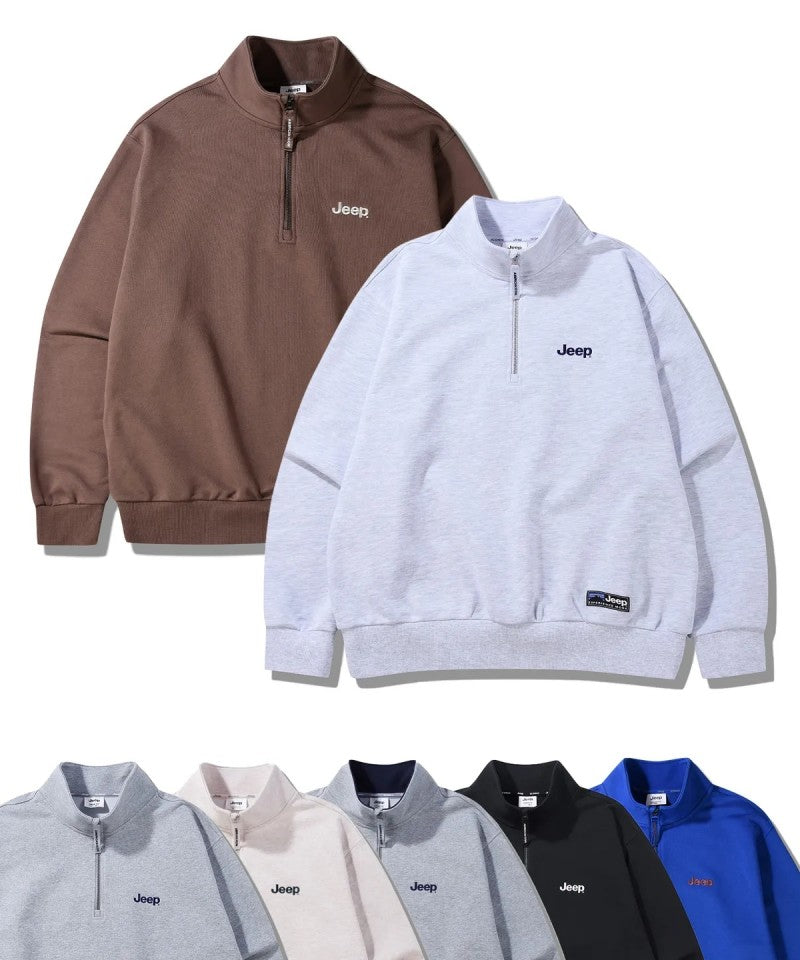 中性版【WE ARE】韓國JEEP 刺繡半拉鏈大學T JR5TSU838