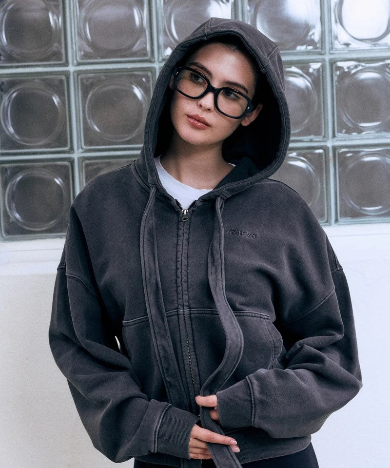 女款【WE ARE】韓國VESTIRYA 寬繩拉鏈連帽外套 VE2503HZ002