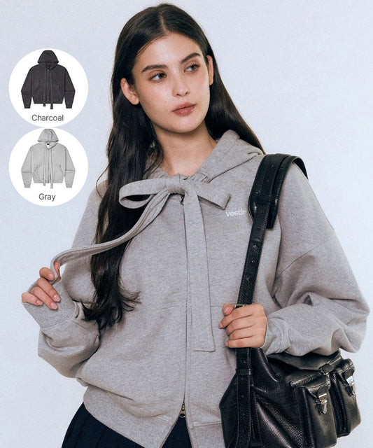 女款【WE ARE】韓國VESTIRYA 寬繩拉鏈連帽外套 VE2503HZ002