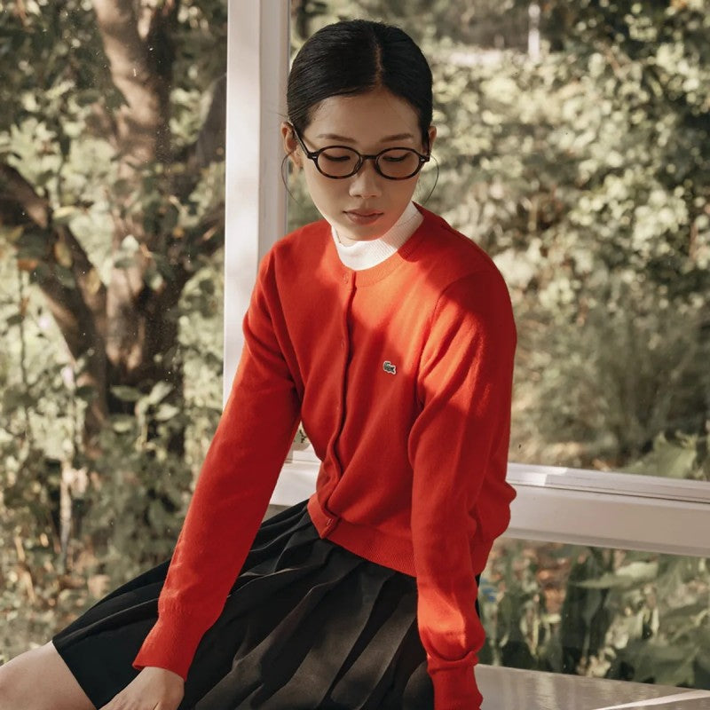 女款【WE ARE】韓國LACOSTE鱷魚針織羊毛開衫AF122E55N