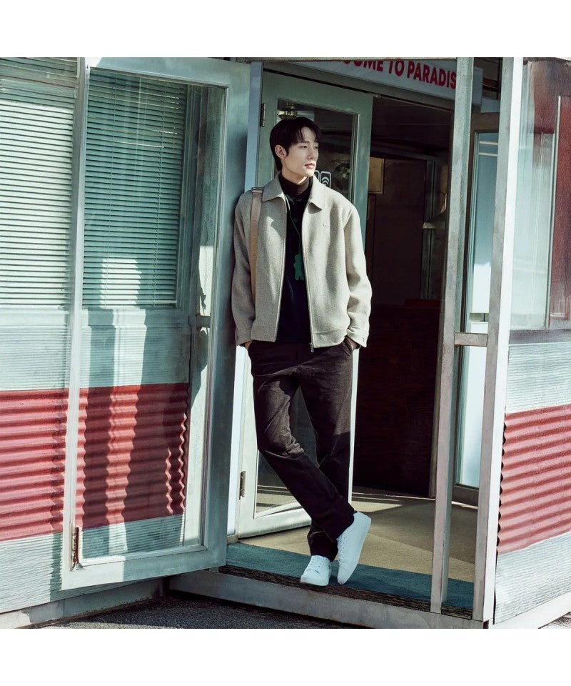 男款【WE ARE】韓國LACOSTE鱷魚拉鏈羊毛外套BH802E55N