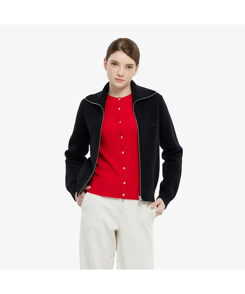 女款【WE ARE】韓國LACOSTE鱷魚拉鏈針織外套AF311E55N