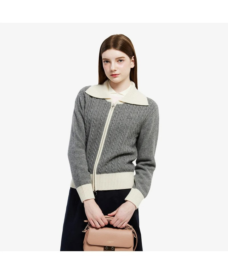 女款【WE ARE】韓國LACOSTE鱷魚針織翻領外套AF420E55N