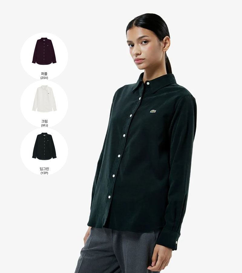 女款【WE ARE】韓國LACOSTE鱷魚長袖襯衫CF436E55N