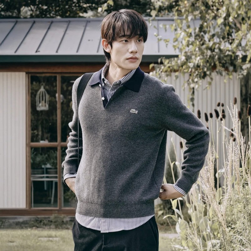男款【WE ARE】韓國LACOSTE鱷魚羊毛上衣AH405E55N