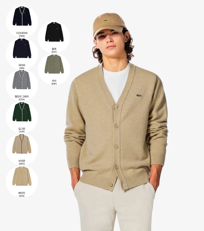 男款【WE ARE】韓國LACOSTE鱷魚羊毛開衫外套AH660E55N