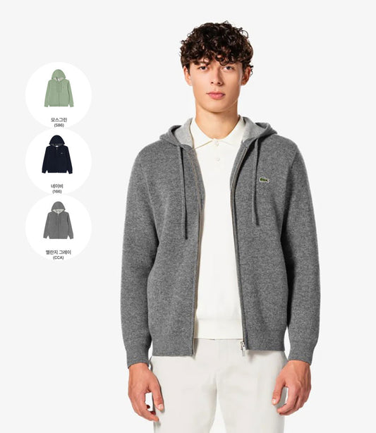 男款【WE ARE】韓國LACOSTE鱷魚連帽針織外套AH390E55N