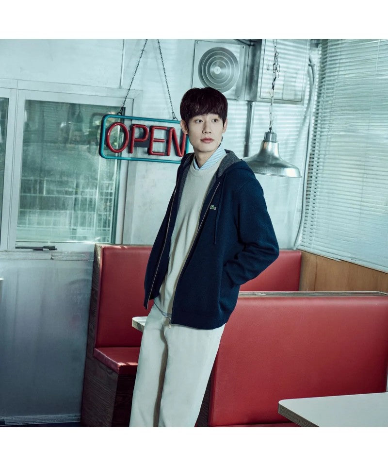 男款【WE ARE】韓國LACOSTE鱷魚連帽針織外套AH390E55N