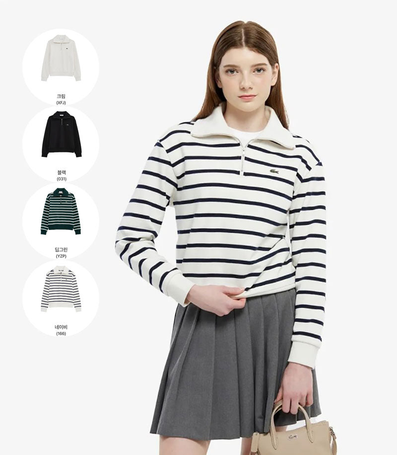 女款【WE ARE】韓國LACOSTE鱷魚半拉鏈領上衣SF286E55N