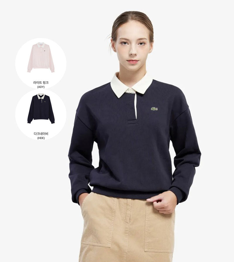 女款【WE ARE】韓國LACOSTE鱷魚翻領大學T衛衣SF240E55N