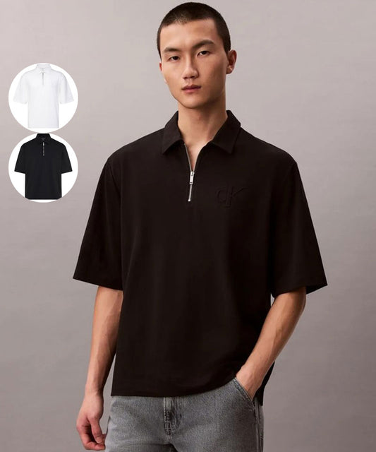 【WE ARE】韓國Calvin Klein男款翻領半拉鏈短袖 4RF202G