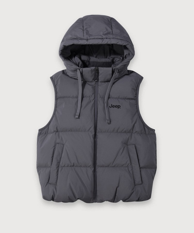 男女同款【WE ARE】韓國JEEP連帽鴨絨背心(防水、帽可拆) JQ4JPU692