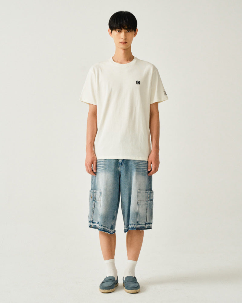 【WE ARE】Korea Satur classic small logo short-sleeved T-shirt SA252WTS06/SA252MTS06