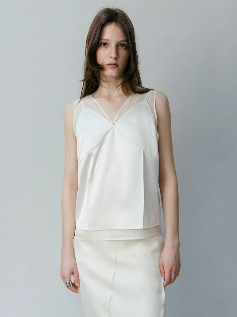 【WE ARE】韓國Loeuvre兩件式絲綢（外）緞帶（內）背心 SW6SB6140