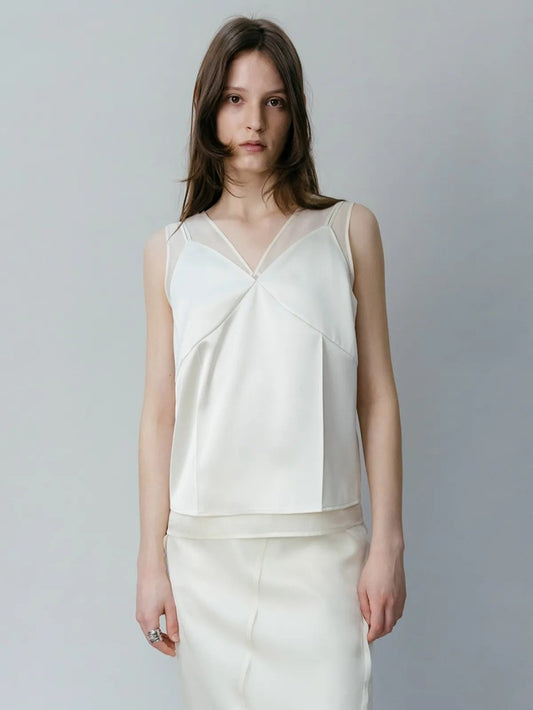 【WE ARE】韓國Loeuvre兩件式絲綢（外）緞帶（內）背心 SW6SB6140