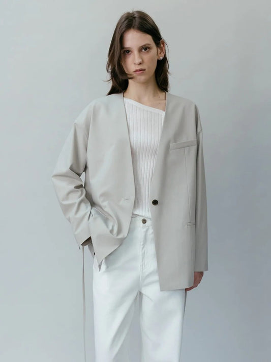 【WE ARE】韓國loeuvreＶ領可束腰西裝外套 SW6SJ6340