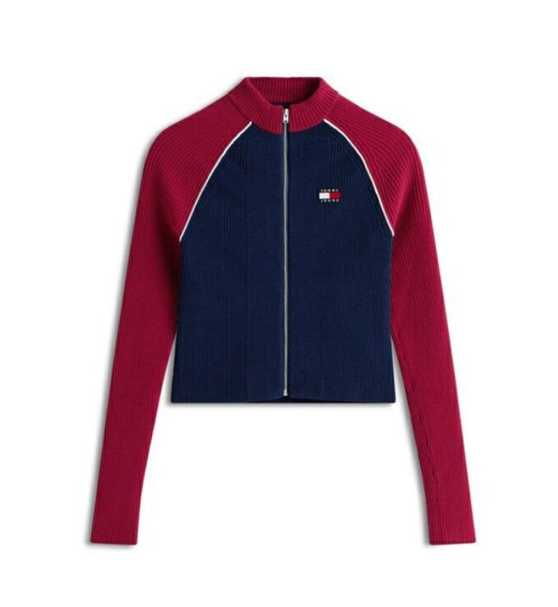 女款【WE ARE】韓國TOMMY JEANS 小立領拼色針織衫 T32G0KCD14TWT1