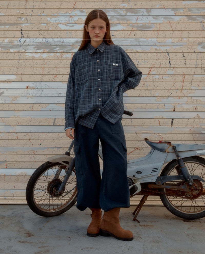 【WE ARE】韓國Leterie長袖格子襯衫CHECKBUTTONSHIRT