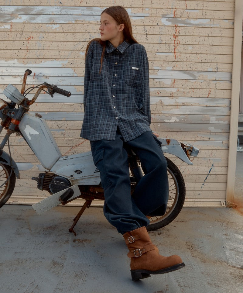 【WE ARE】韓國Leterie長袖格子襯衫CHECKBUTTONSHIRT