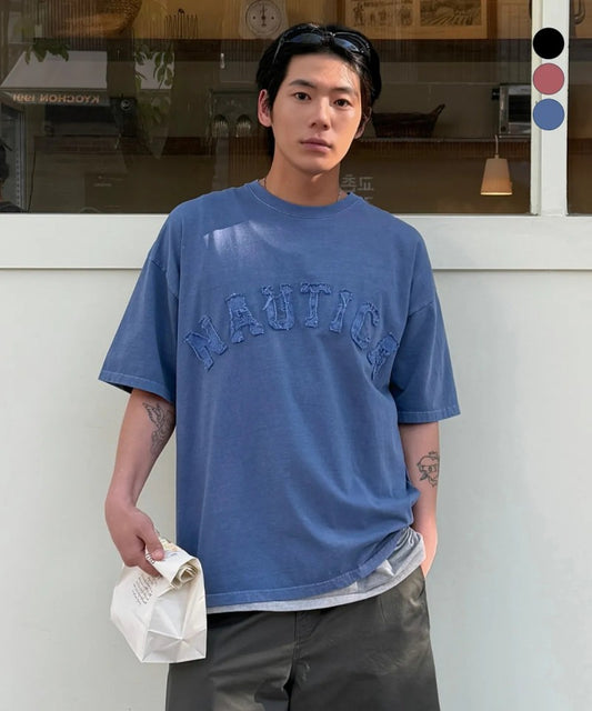 【WE ARE】韓國NAUTICA 刷舊牛仔logo短袖T恤NTS4836