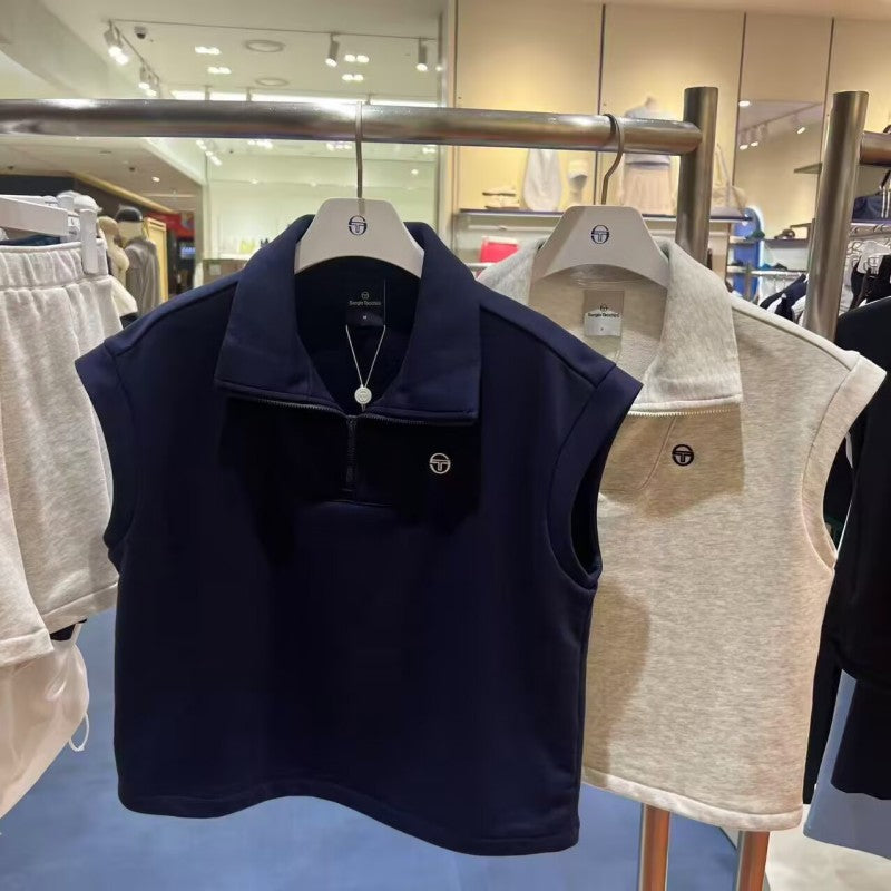 【WE ARE】韓國SERGIO TACCHINI 翻領半拉鍊無袖上衣 TWMT10361
