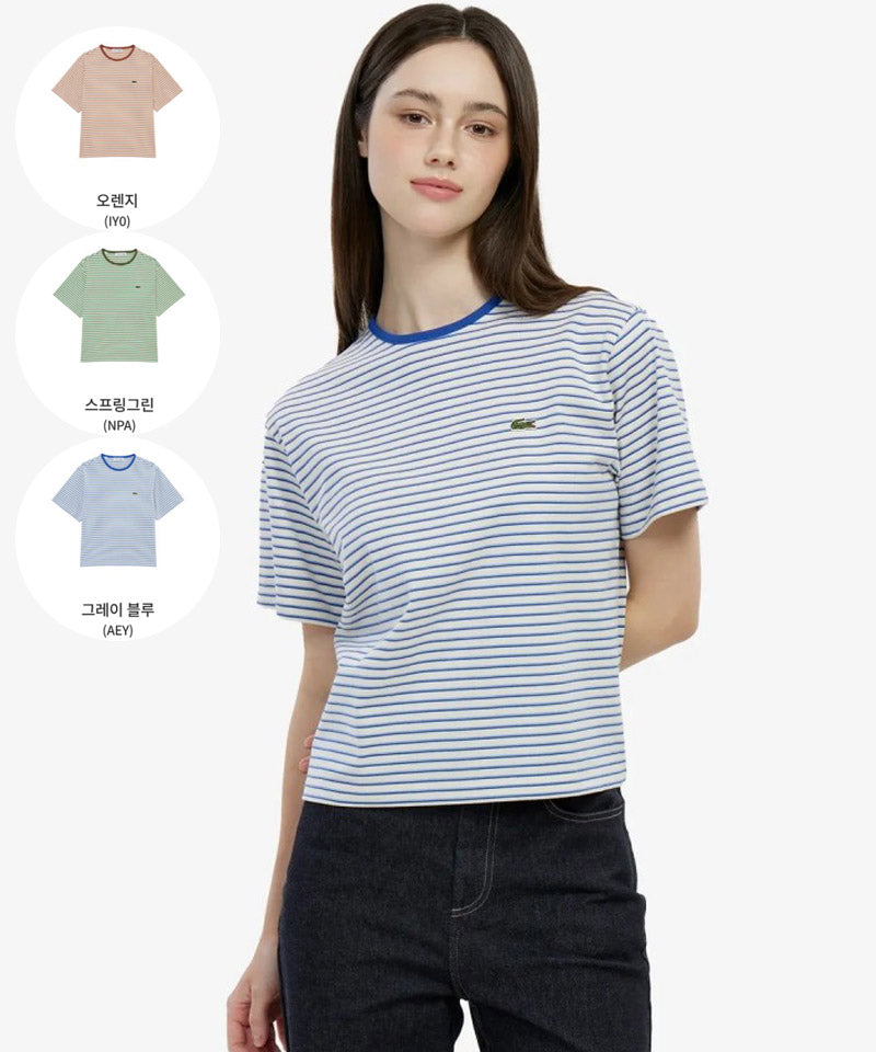 鱷魚折扣款 女款【WE ARE】韓國LACOSTE條紋短袖T恤TF360E56G