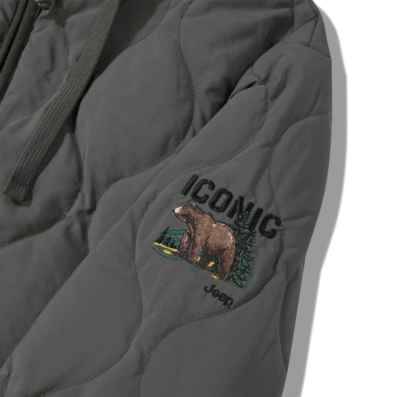 【WE ARE】韓國JEEP 菱紋珊瑚絨＋鴨絨防潑水連帽外套 JQ4JPU304