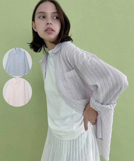 【WE ARE】韓國STUDIO SALT休閒條紋襯衫COMOSTRIPESHIRT