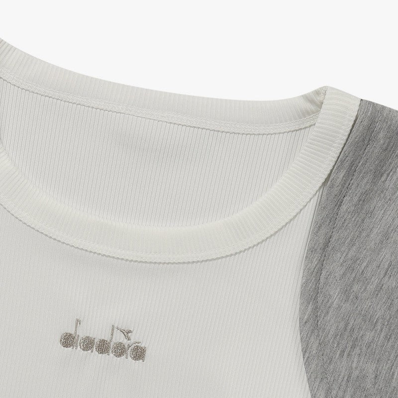 女款【WE ARE】韓國Diadora休閒異材質拼色長袖T恤D5322LFS33