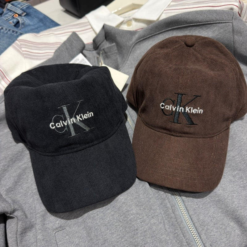 百貨版CK【WE ARE】韓國Calvin Klein燈芯絨刺繡棒球帽4D5197G