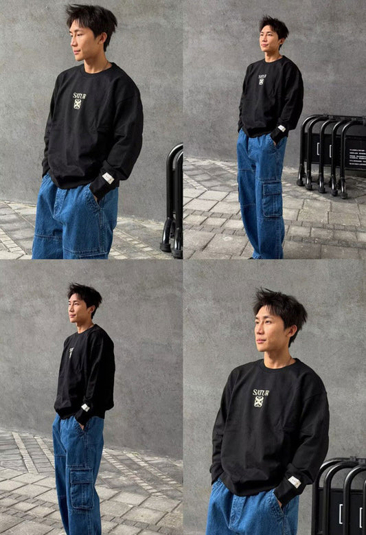 【樣品優惠現貨】【WE ARE】韓國Satur刺繡小標logo大學T SA251MTM03