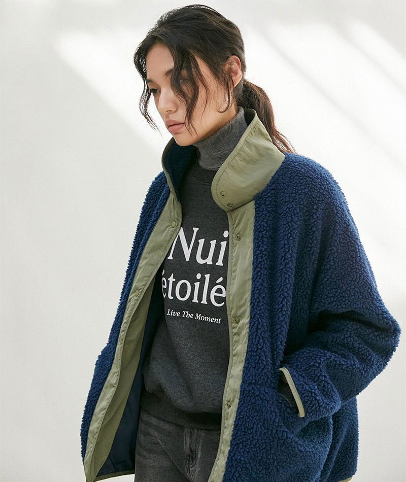 【WE ARE】韓國LAP羔毛立領拼色外套AR4WZA60