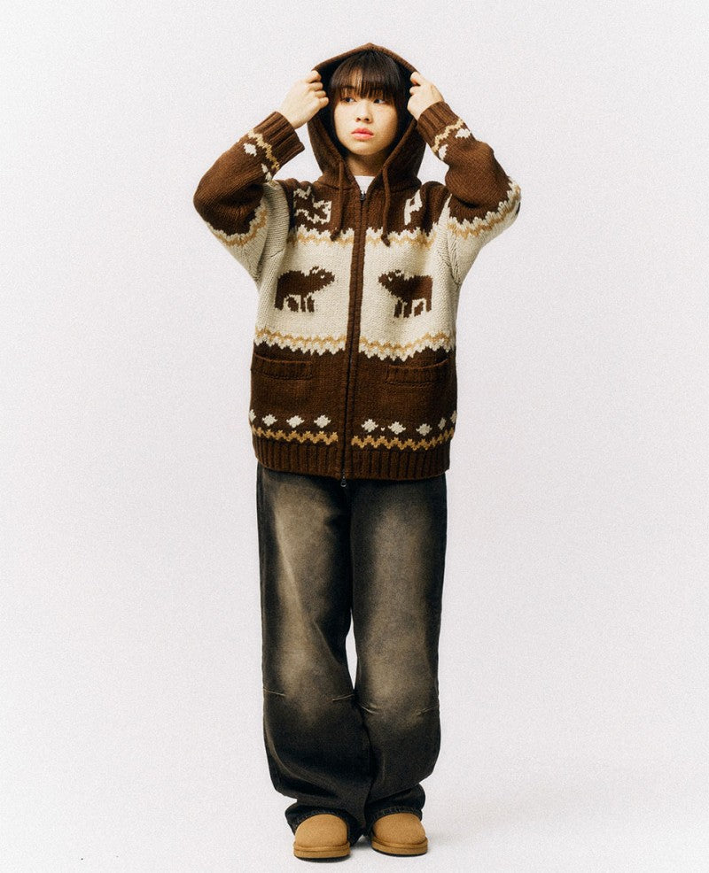 限時折扣【WE ARE】韓國PHYPS休閒針織連帽外套PEW1KC303A