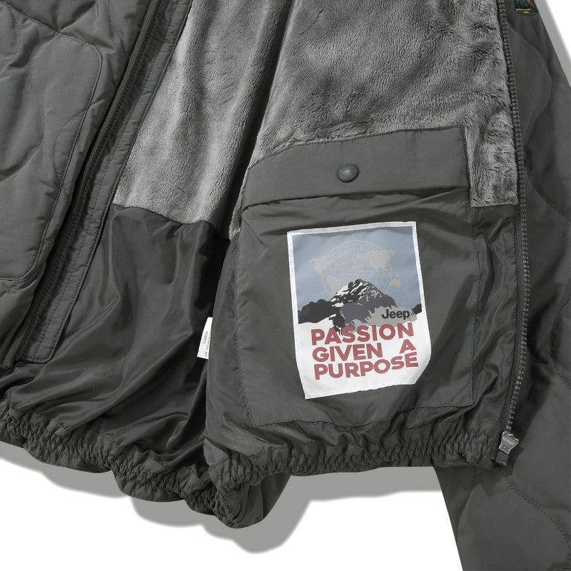 【WE ARE】韓國JEEP 菱紋珊瑚絨＋鴨絨防潑水連帽外套 JQ4JPU304