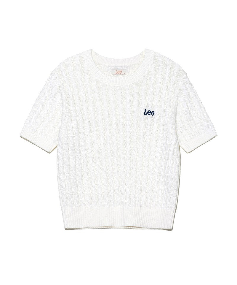 Women's [WE ARE] Korean LEE twisted knit short-sleeved T-shirt LE2502KT63
