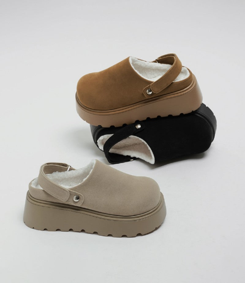 【WE ARE】韓國CHAAKAN 絨毛馬丁麂皮厚底拖 WTSDR4H174